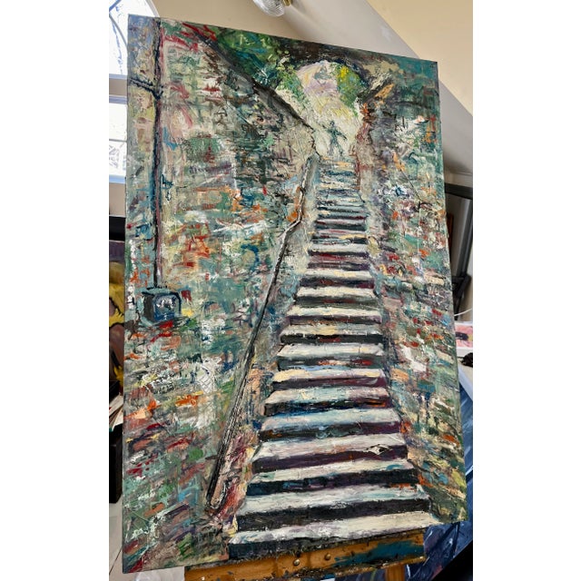 "The Staircase", Abstract Oil Painting For Sale In Saint Louis - Image 6 of 8