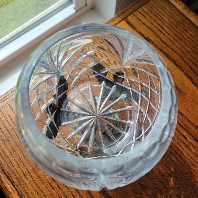 1950s Polish Crystal Rose Bowl With Brass Stand Art Nouveau Angels For Sale - Image 10 of 18
