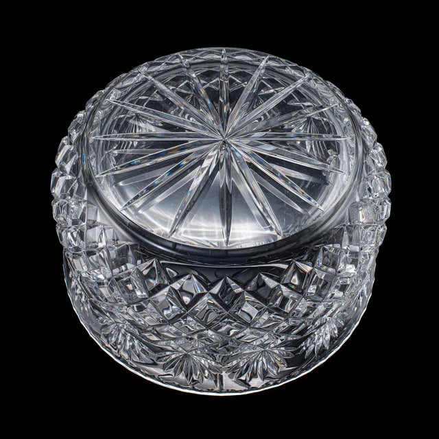 Transparent Vintage Punch Bowl, English, Crystal Glass, Serving, Fruit Dish, Mid Century For Sale - Image 8 of 10