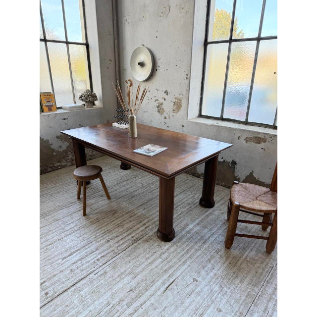 Brown Oak Dining Table by Charles Dudouyt, 1940s For Sale - Image 8 of 18