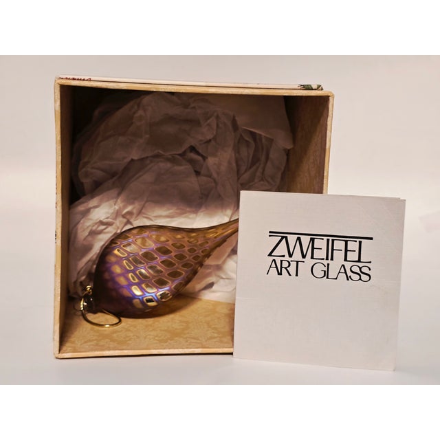 Early 20th Century Signed Zweifel Art Glass Iridescent Teardrop Ornament For Sale - Image 9 of 12