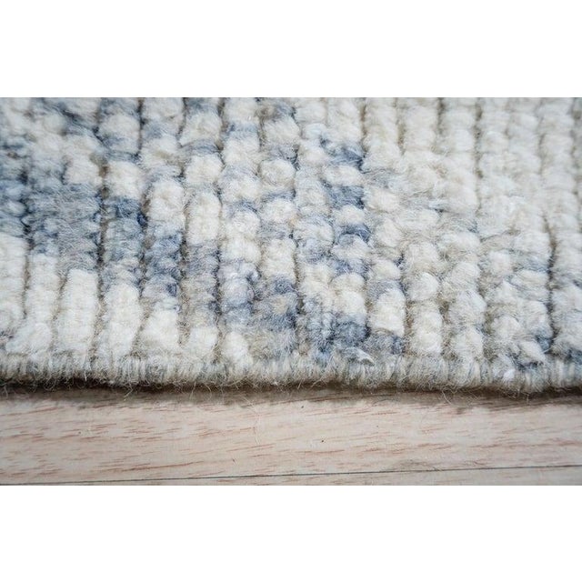 9x12 Blue Hand-Knotted Wool Diamond Chevron Geometric Modern Carpet Rug For Sale - Image 4 of 9