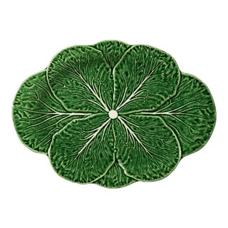 Attributed to Bordallo Pinheiro Majolica Style Cabbage Form Oval Serving Platter For Sale