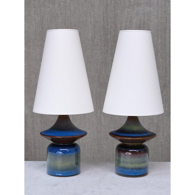 1960s Table Lamps in Glazed Stoneware by Einar Johansen for Søholm, Denmark, 1960s, Set of 2 For Sale - Image 5 of 13