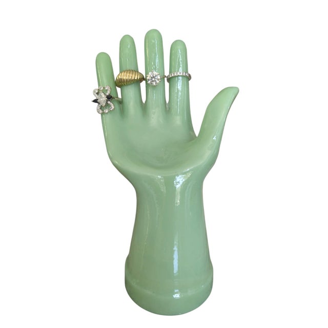 Mid 20th Century Vintage Art Deco Glass Hands Ring Holder- Set of 4 For Sale - Image 5 of 5