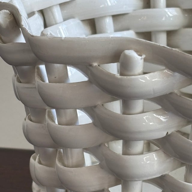 Mid-20th Century Italian Basketweave Ceramic Cachepot For Sale - Image 9 of 18