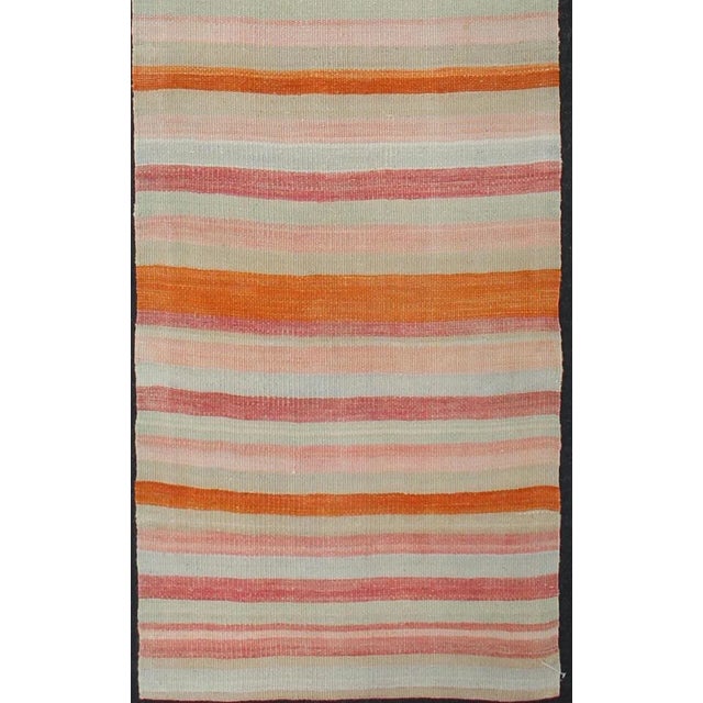 Turkish Multicolored Vintage Kilim Runner Turkish in Multi Color in Stripe Design For Sale - Image 3 of 10