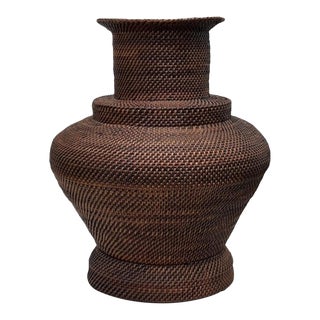 Mid 20th Century Rattan Vase For Sale