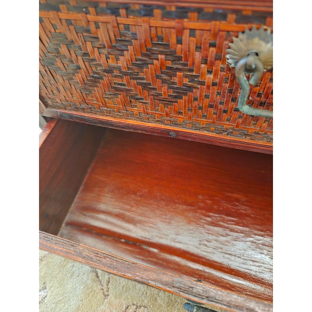 Antique Chinese Woven Rattan Portable Wedding Side Chest For Sale - Image 16 of 18