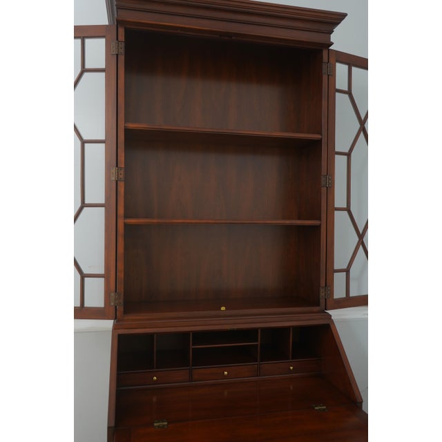 Henkel Harris 1980s Henkel Harris Cherry Secretary Desk W. Bookcase Top For Sale - Image 4 of 18