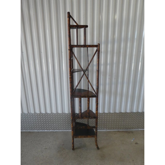 Victorian 19th Century Victorian Bamboo Corner Etagere For Sale - Image 3 of 9