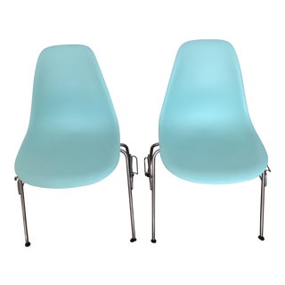 Eames Molded Plastic Stacking Side Chairs - A Pair For Sale