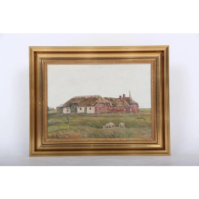 Sergius Frost, Painting of a Danish Farmhouse, 1950s, Oil on Canvas, Framed For Sale - Image 4 of 4