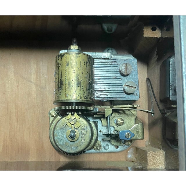 Antique 19th Century Footed Ornate Silverplate Wood Swiss Cylindrical Music Box For Sale - Image 12 of 12