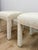 Milo Baughman Style White Parsons Upholstered Stool Pair Vintage MCM Cube For Sale - Image 9 of 11