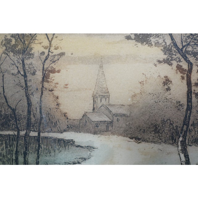 Antique Winter Snow Covered Country Path to the Village Church 15" For Sale - Image 9 of 10
