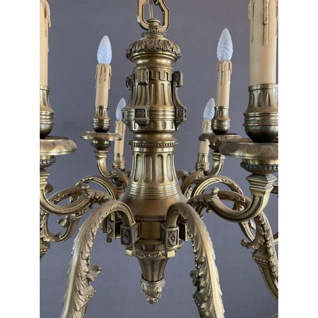 Metal Early 20th Century Bronze Chandelier For Sale - Image 7 of 9