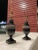 Neoclassical Pair of Black Glazed Porcelain & Bronze Urn Table Lamps From Marbro For Sale - Image 3 of 13