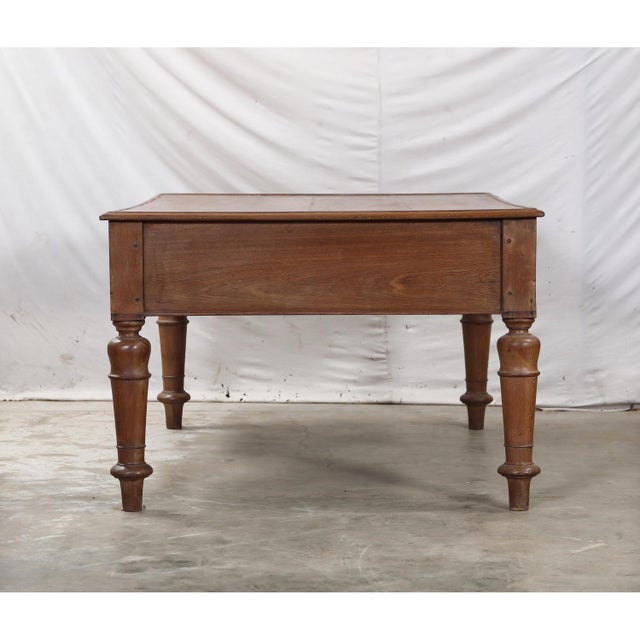 1900 - 1909 Antique Anglo-Indian Teakwood Partner’s Writing Table For Sale - Image 5 of 9