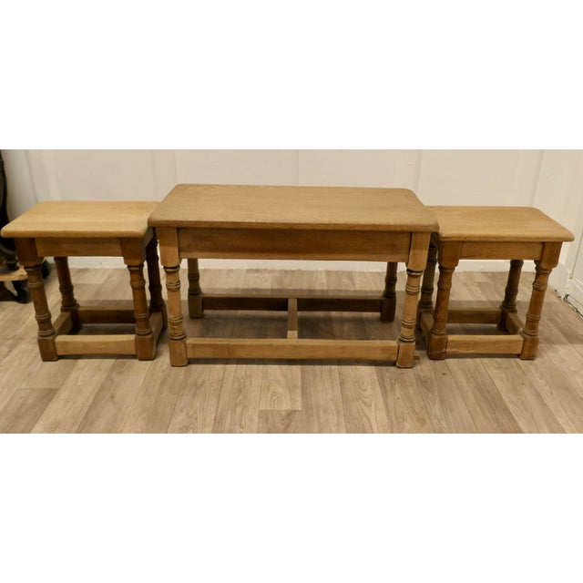 Arts and Crafts Oak Nesting Tables, 1890s, Set of 3 For Sale - Image 3 of 6