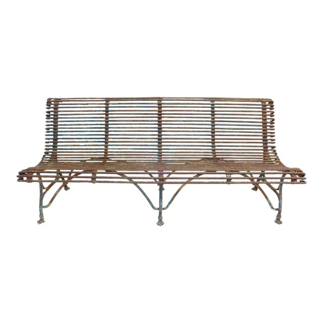 19th Century French Wrought Iron Arras Bench For Sale