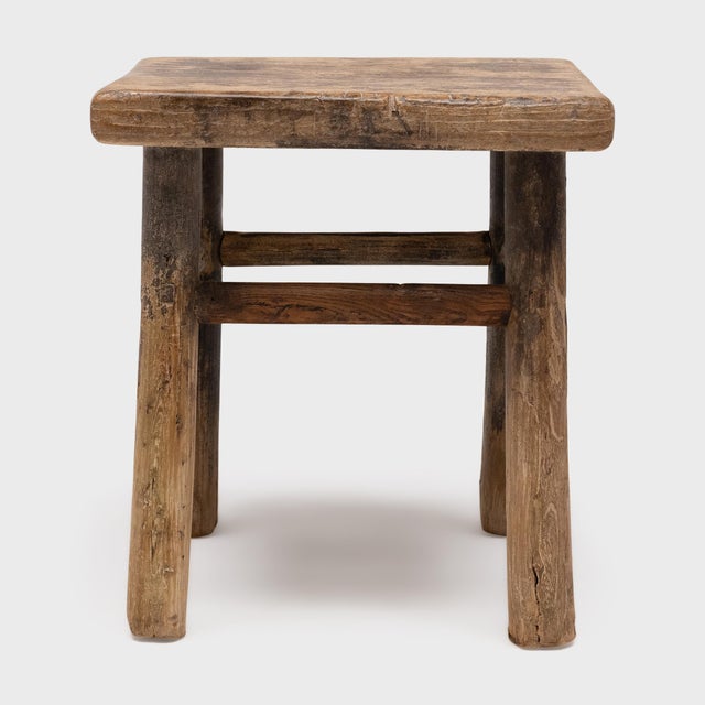 Rustic Provincial Chinese Square Stool, 19th Century For Sale - Image 3 of 4