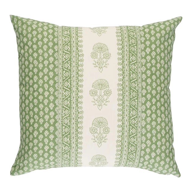Schumacher x Mark D. Sikes Hyacinth Indoor/Outdoor Pillow 20" in Leaf Green For Sale