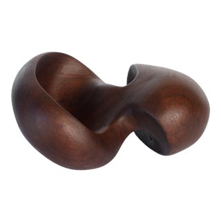 Hand-Carved Modernist Abstract Biomorphic Tabletop Wooden Sculpture For Sale