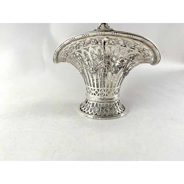 Late 19th Century Late 19thC German Sterling Silver Pierced Basket W/Glass For Sale - Image 5 of 13