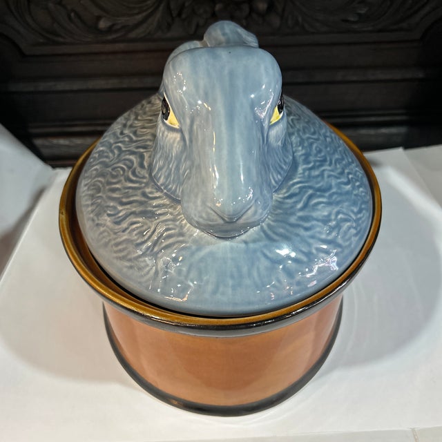 Secla 1980s Secla French Country Portuguese Majolica Rabbit Casserole Dish For Sale - Image 4 of 6