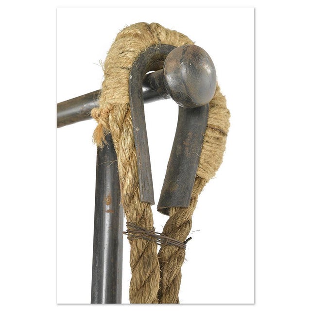 Handcrafted Shelf Made of Wood, Metal and Rope For Sale - Image 4 of 7