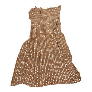 Lg Vintage Malian Brown & White Mud Cloth Textile 86" For Sale