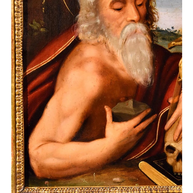 Circle of Giuseppe Mazzuoli Detto Il Bastarolo, Saint Jerome Mazzuoli, 16th Century, Oil on Copper For Sale - Image 10 of 15