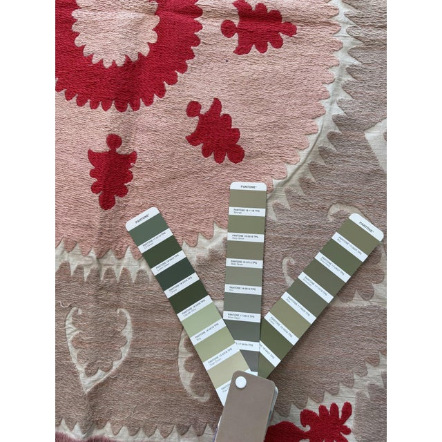 Hand-Embroidered Neutral Tan Suzani Wall Decor 4'9'' X 4'10'' For Sale In New York - Image 6 of 6