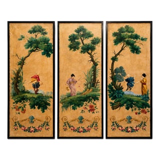 Chinoiserie Painted Panels, 1800s, Set of 3 For Sale