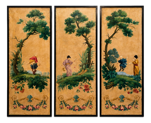 Chinoiserie Painted Panels, 1800s, Set of 3
