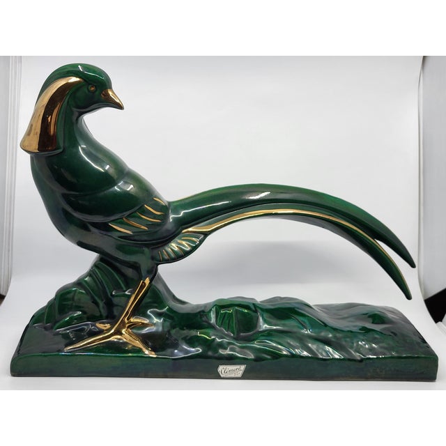 Lemanceau Charles, Sculpture Royal Pheasant by Charles Lemanceau for the Saint Clément Factory (C. 1930), 1920s, Ceramic & Enamel & Gold Leaf For Sale - Image 18 of 18