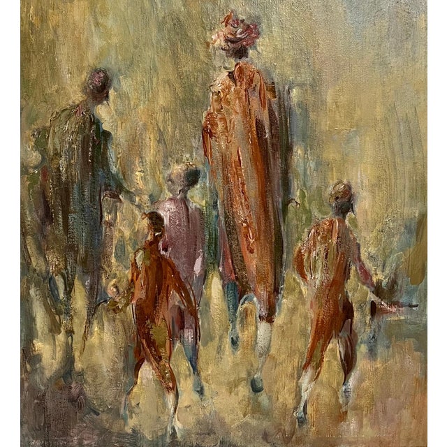 Yellow Samuel Grodensky, Large Judaica Oil Painting Samuel Grodensky Hasidic Rabbi, Children in Jerusalem, 1962 For Sale - Image 8 of 10