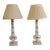 Mid Century Italian Marble & Hand-Painted Blown Milk Glass Table Lamps With Original Shades - A Pair For Sale