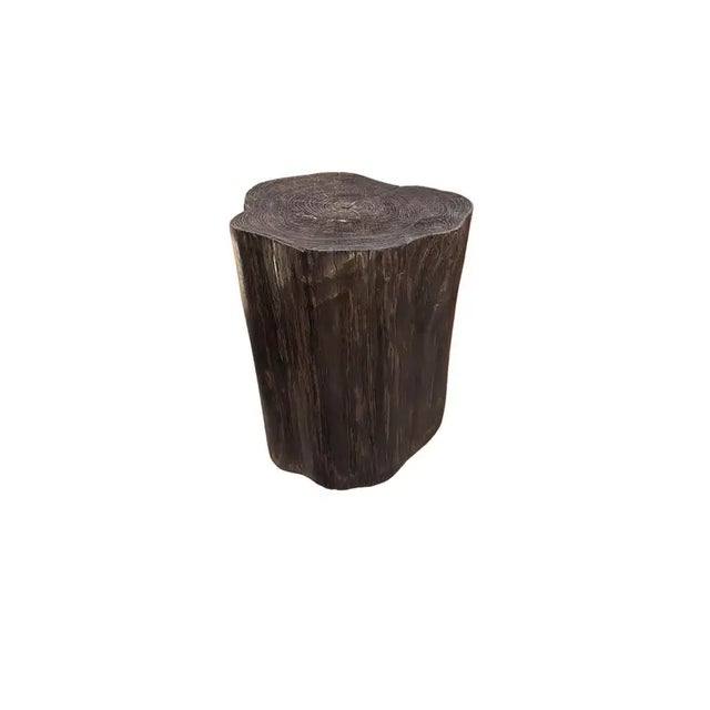 Tree Trunk Side Table Solid Teak Wood Natural Finish Modern Organic For Sale - Image 6 of 6