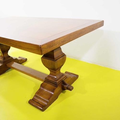2000 - 2009 Wood Table with Double Turned Base For Sale - Image 5 of 12