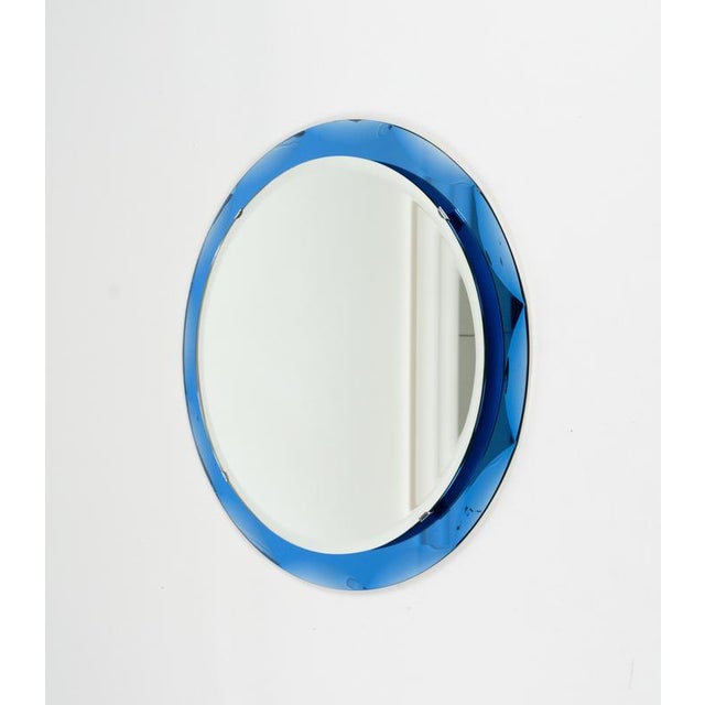 Mid-Century Modern Round Wall Mirror with Blue Frame, 1970s For Sale - Image 10 of 14