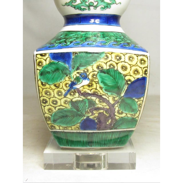 Ceramic Pair of Japanese Porcelain Kutani Lamps For Sale - Image 7 of 15