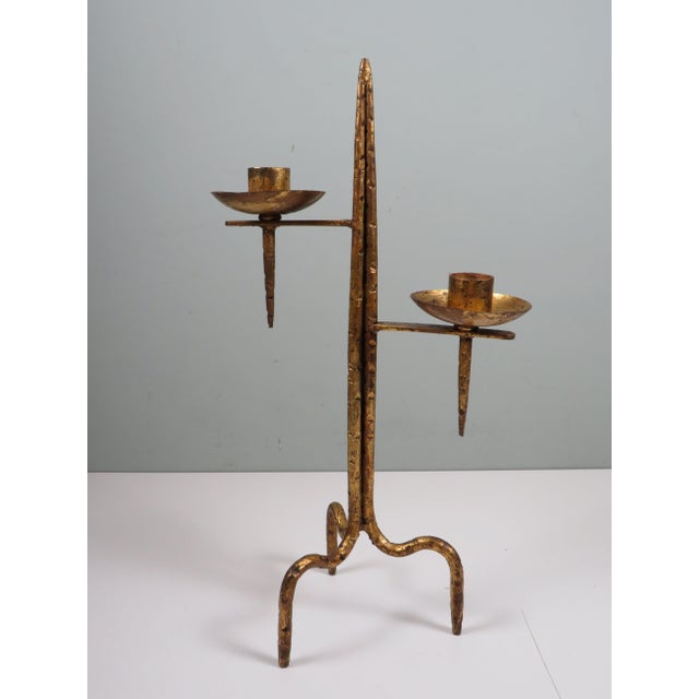Mid-Century Modern Brutalist Sculptural Candleholder in Handcrafted Metal, 1960s For Sale - Image 3 of 14