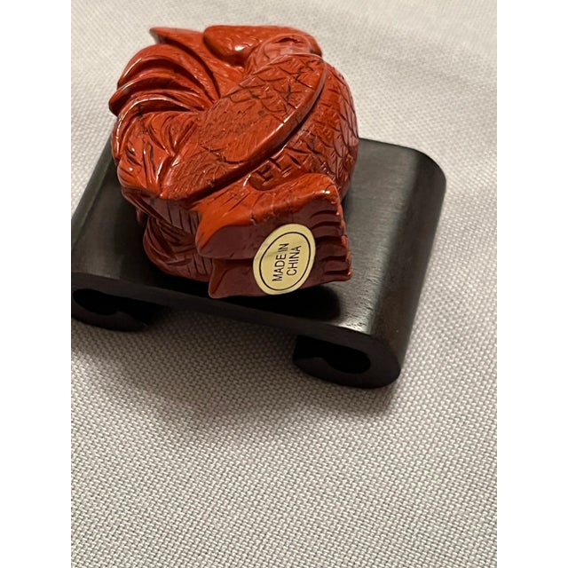 2010s 2010s Rooster Chicken Figurine, Red Jasper, Hand Carved, China For Sale - Image 5 of 12