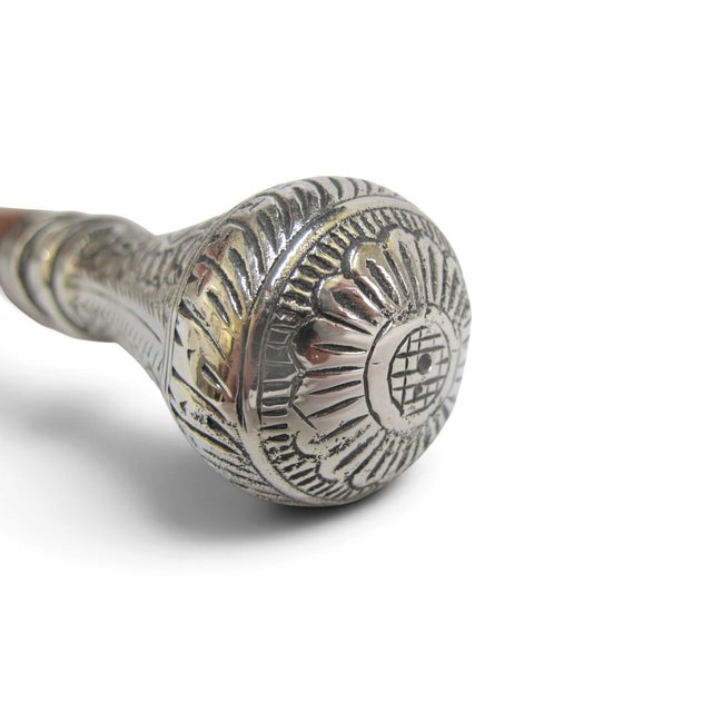 Victorian Victorian Floral Chased Silver Plate Cigar Smugglers Walking Stick Cane For Sale - Image 3 of 10