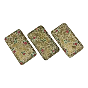 Vintage Japan Hand Decorated Drink Trays - Set of 3