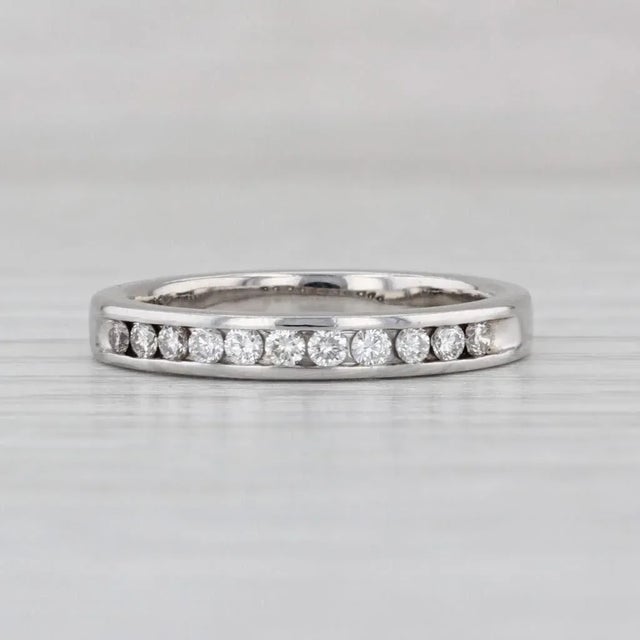 2010s 0.25ctw Diamond Wedding Band 18k White Gold Size 4.75 Stackable Anniversary Ring For Sale - Image 5 of 7