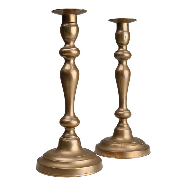 Antique French Copper Candlesticks, 1890s, Set of 2 For Sale