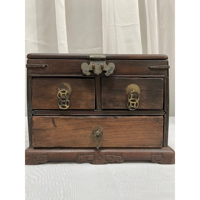 Wood Antique 19th Century Chinese Huanghuali Wood Document Strongbox For Sale - Image 7 of 12